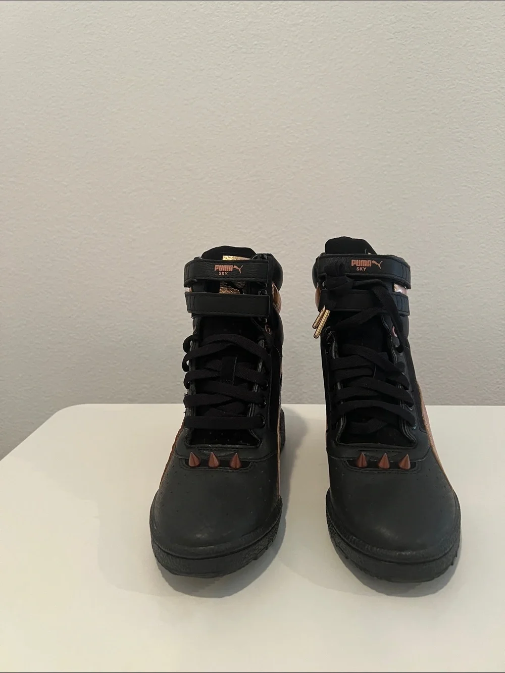 Puma Black High-Top Sneakers with Brown Accents